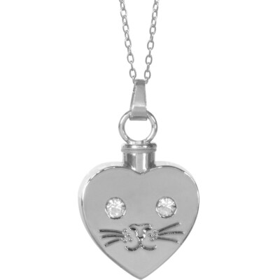 Beloved Cat Face Keepsake Pendant Urn Memorial Necklace 46506