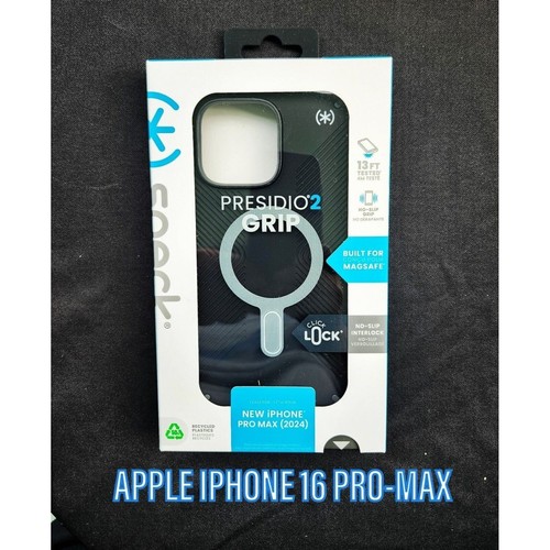 APPLE IPHONE 16 PRO MAX SPECK PRESIDO2 GRIP BLACK CASE NEW/W-TEMPERED GLASS - Picture 7 of 8