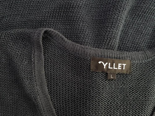 Yllet T. L Grigio Tunica Blusa in Maglia Lino 100% Manica corta - Foto 4 di 5