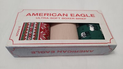 New American Eagle 6'' Ultra Soft Boxer Briefs Mens XS 3pack Gift Box Christmas