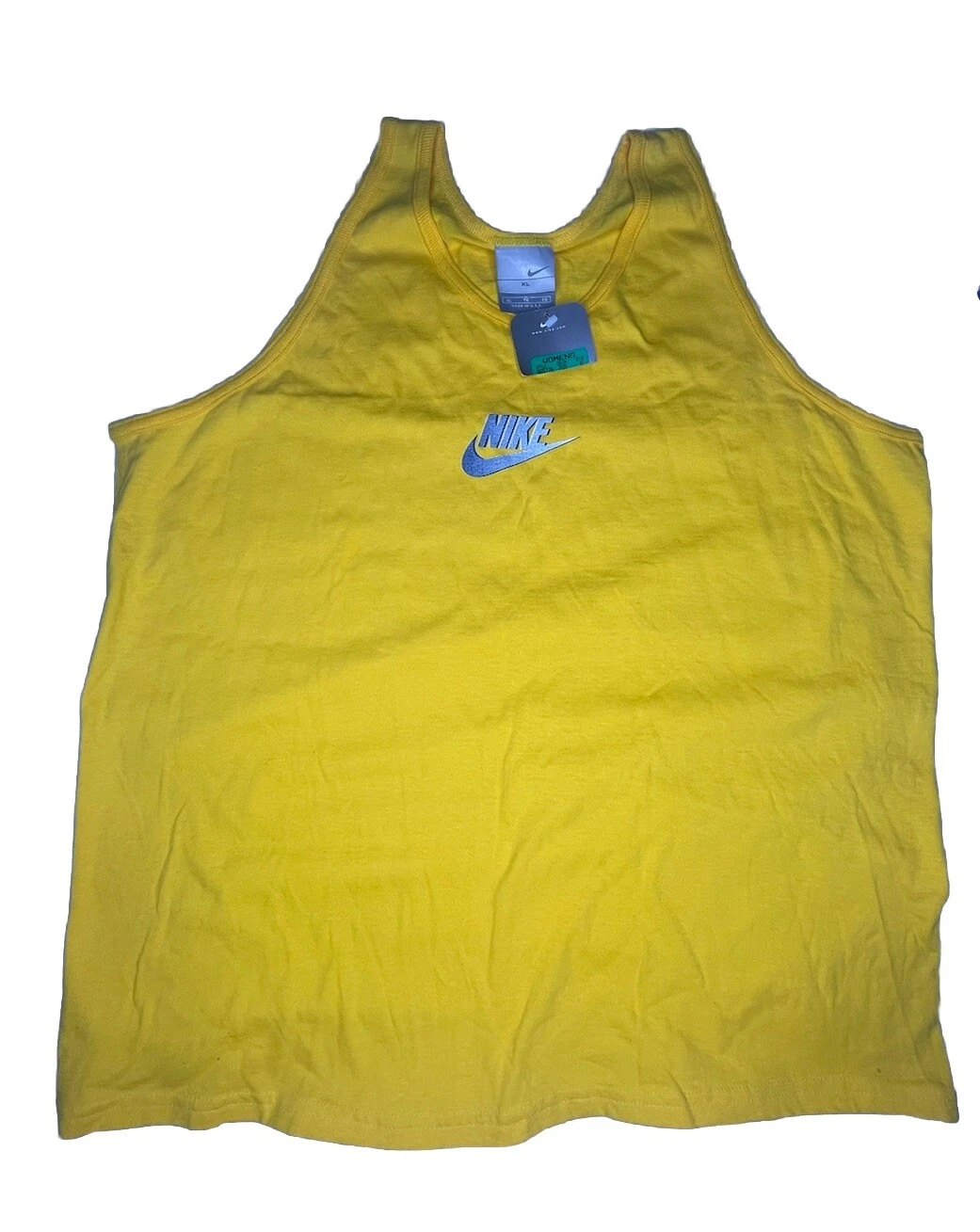 Nike Tank Top Women's XL Yellow Swoosh Round Neck 665776 Training Work Out