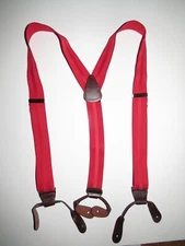 Men's Stripe Y Style Suspenders: Button On with Leather Ears, USA