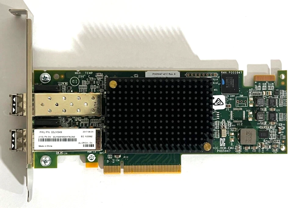 EMULEX LPE16002 16Gb Fiber Channel Dual Port HBA w/ 2x 16G SFPs LENOVO 00JY849 - Image 2 of 4