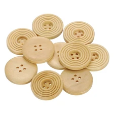 10pcs 48L DIY Sewing Buttons 1-3/16" Wooden Round 4-Hole Craft Buttons, Beige