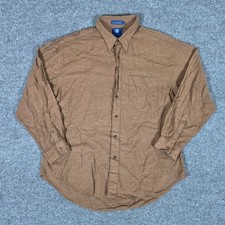 VTG Monsieur Givenchy Mens XL Brown Long Sleeve Button Down Shirt Designer Flaw