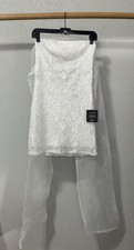 Lulus Exquisite Glamour White Mesh Sequin Strapless Bow Mini Dress Sz. M - NWT