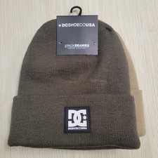 MENS DC SHOES 2-PACK BEANIES HATS 1 FLEECED LINED HAT OLIVE GREEN/TAN ONE SIZE