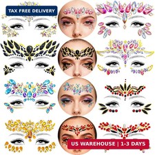 8 Sets Mermaid Face Jewels Stick On,Face Jewels for Women,Festival Face Gem Stic