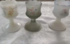 Fenton Votive Candle Holder Hand Painted And Signed Lot Of 3 4.25 " Tall Each