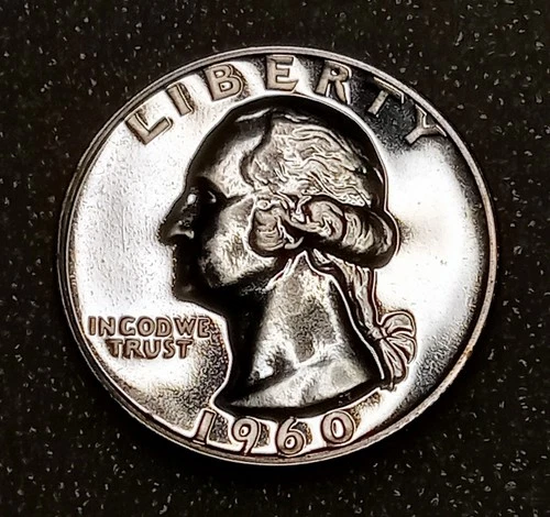 🟅 1960 PROOF 90% Silver Wash. Quarter 25¢