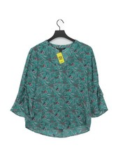 41 Hawthorn Women's Top M Green Floral 100% Polyester 3/4 Sleeve V-Neck Basic