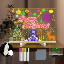 Acrylic Dry Erase Board with Light DIY Message Board 7.87 11.81IN 7 Colors ...