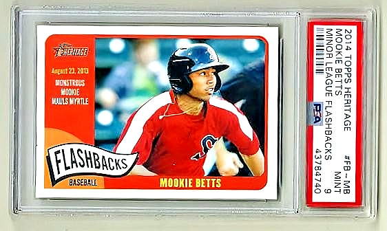 PSA 9 MTRookie 2014 Topps Heritage Minor League Mookie Betts RC Flashbacks LoPop
