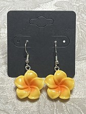 Yellow FLOWER EARRINGS Silver Dangle Earrings, Floral Fashion Fun Festival