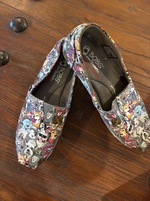 BOBS Skechers Dog Print Slip On Shoes Womens 6.5 Memory Foam Casual Flats