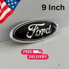 Logo 9 Emblem Black Oval Chrome Edge Badge For Ford Grille Or Tailgate. Logo.