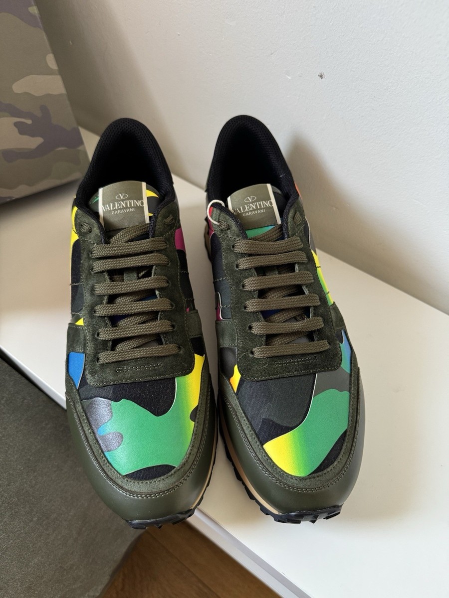 VALENTINO GARAVANI Rockrunner camouflage-print canvas, suede and