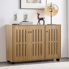 Shoe Cabinet Shoes Storage Rack Organiser 3 Doors 10 Shelves Natural