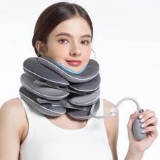 Adjustable Inflatable Cervical Traction Device Neck Brace For Pain Relief Gray