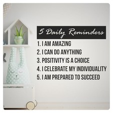 5 Daily Reminders Motivational Inspirational Wall Decal Sticker Quote Home Decor