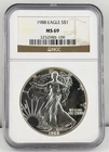 1988 $1 American Eagle NGC MS69 1 oz .999 Fine Silver US Bullion Coin