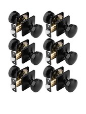 6 Pack Passage Black Door Knob for Closet and Hall,Interior Door Knob,Non Loc...