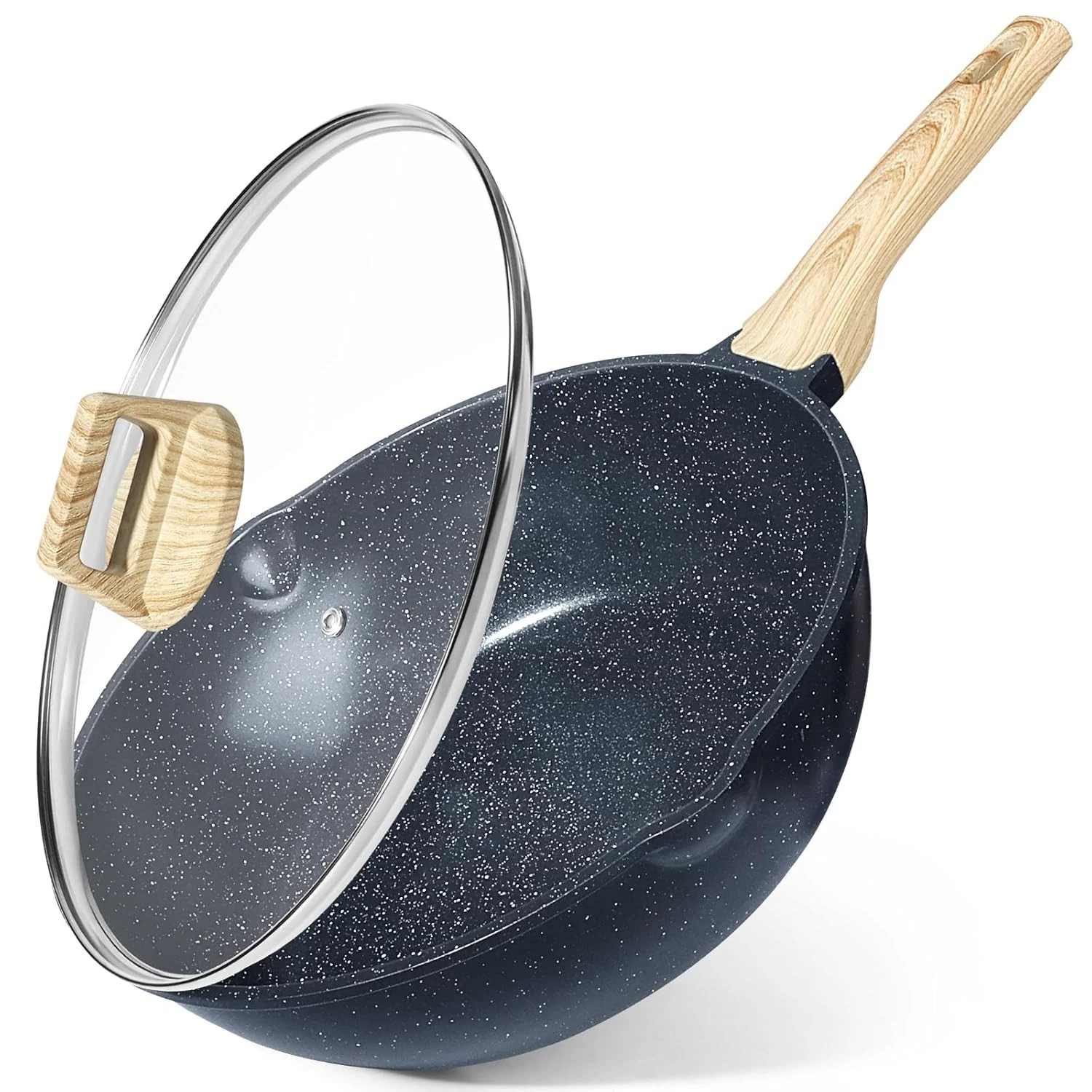 Ceramic Nonstick Deep Frying Pan Skillet 12" Saute Pan with Lid Induction
