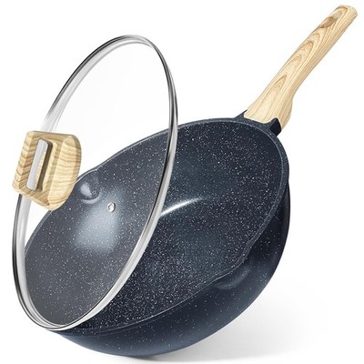 Ceramic Nonstick Deep Frying Pan Skillet 12'' Saute Pan with Lid Induction
