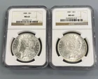 2 NGC MS63 US 90% Silver Morgan $1 1885-P 1887-P L25301