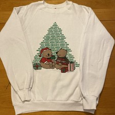 Vintage Merry Christmas Sweatshirt Crewneck Size Medium Made In USA Bears Gifts