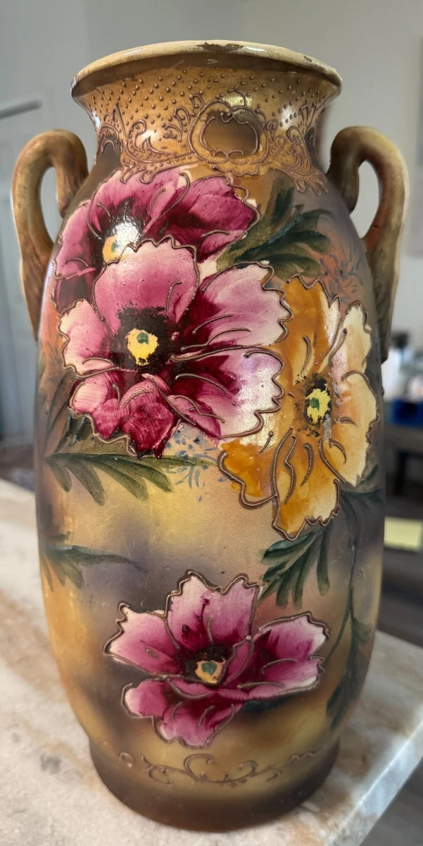 陶瓷多色日本古董花瓶| eBay