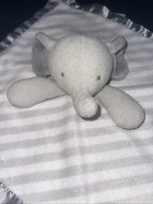 Cloud Island Gray Striped Elephant Security Blanket Lovey Lovie Satin Trim Baby