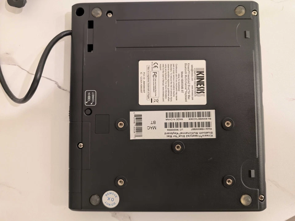 Teclado inalámbrico ergonómico azul Kinesis KB800MB-BT Freestyle2 para Mac Foto 4 de 4