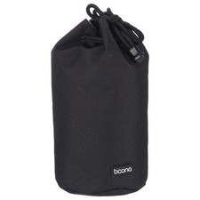 Soft Drawstring Lens Case with Cotton Pad 4.7" OD Thick Fleece Cloth, Black
