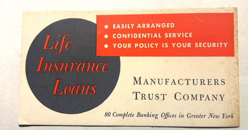 VINTAGE MANUFACTURERS TRUST  COMPANY TRADE CARD - FAST FREE SHIPPING
