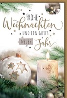 Weihnachten Kugel Und Kerze Weiss GlüCkwunschkarte Mit Umschlag