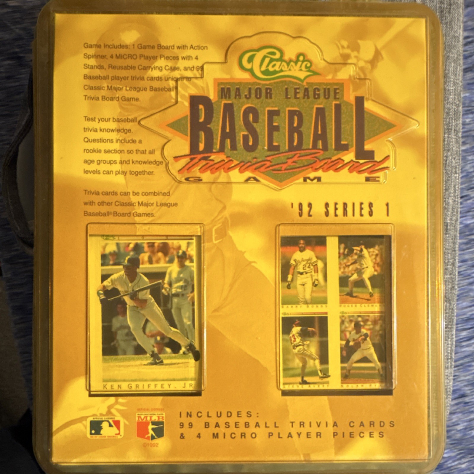 Classic Games Major League Baseball Trivia Board Game '92 Series 1 1992 w/ Cards