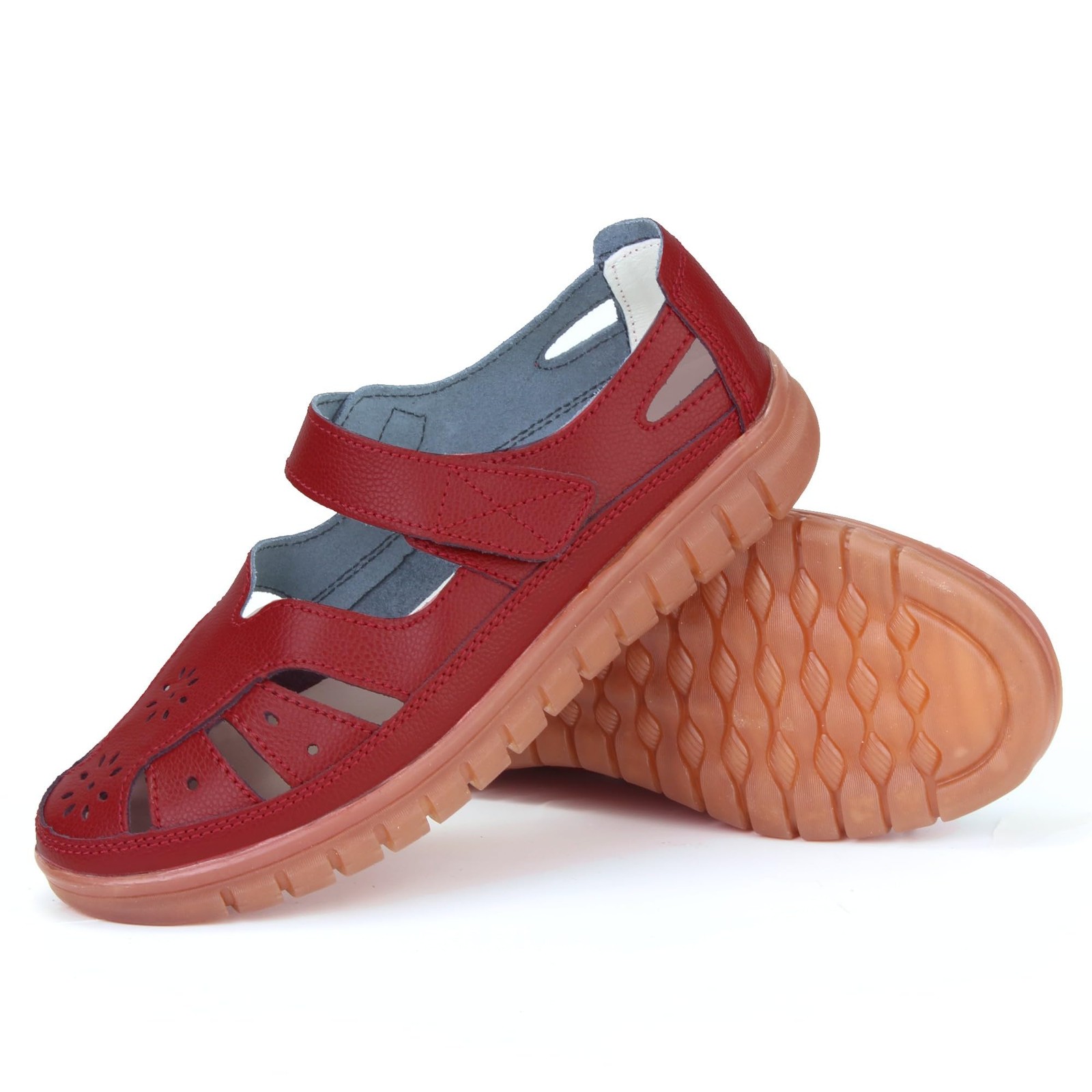 APL Sandalo donna classico vera pelle casual piatto punta chiusa pescatore sabbia...