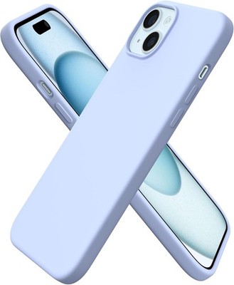 Soft Gel Rubber Cover Case for iPhone 15 Plus 6.7'', Baby Blue, 3 Layers, Slim De