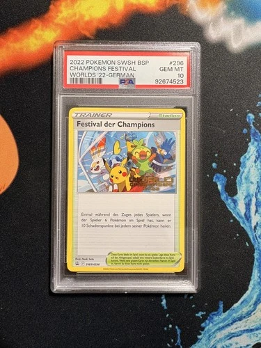 Pokemon Champions Festival SWSH296 World Championship London 2022 GERMAN PSA 10