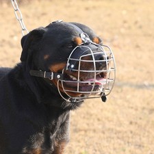 Strong Dog Muzzle Metal Wire Basket Anti-barking For XL Bully Rottweiler Mastiff