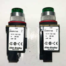 ALLEN BRADLEY SMALL ROUND GREEN PILOT LIGHT 800MR-P16S SER D LOT OF 2
