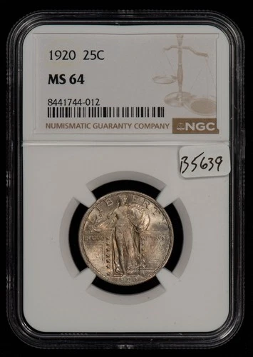1920 25c Standing Liberty Silver Quarter - Flashy - NGC MS 64 - SKU-B5639