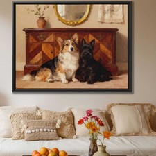 Dog Oil Painting Corgi Canvas Print Scottish Terrier Artwork Living Room Decor