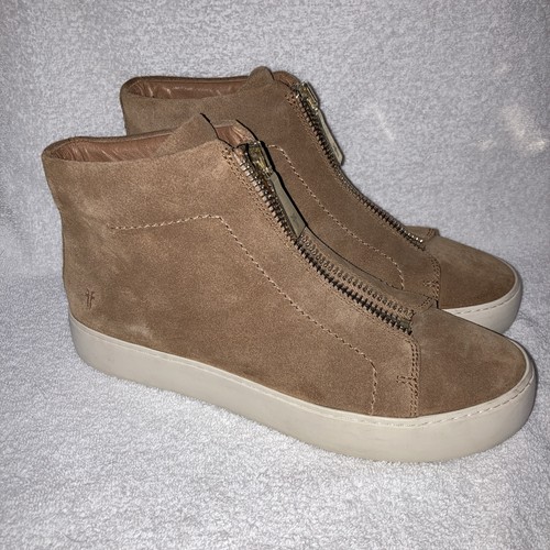 Frye Lena hellbraune Wildleder Reißverschluss hohe Sneakers Stiefeletten Größe 7,5 M - Bild 1 von 9