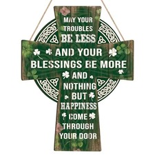 Wooden St. Patrick's Day Decoration Shamrock Door Wreath for Front Door Sign W