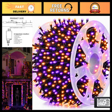 500 LED Halloween String Lights - 164 FT Waterproof Black Wire, 8 Modes, Indoor/