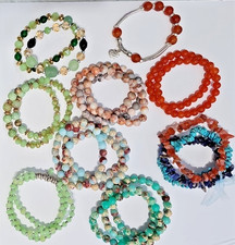 Fashion Jewelry Sets of Crystal Mineral Bead 6.5"-7" Stretch Bracelets