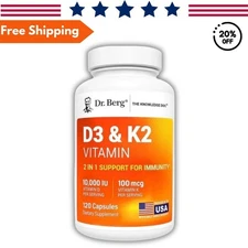 Dr. Berg’s Nutritionals 100mg Vitamin D3 & K2 Supplement - 120 Capsules US