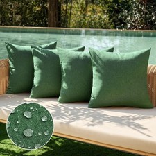 Pack of 4 Outdoor Waterproof Throw Pillow Covers 18x18 - Dark Green Patio Cushio